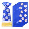 RS 50Pcs Baseball Treat Bags Baseball Candy Bags Heat Sealable Baseball Cellophane Bags with 50Pcs Twist Ties for Birthday Kids Party Football view 1
