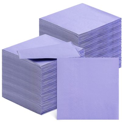 200 Pieces Cocktail Napkins 2 Ply Beverage Napkin Disposable Paper Napkins for Dinner Wedding Birthday Graduation Holiday Party Restaurant Bar Bridal Anniversary Event (Light Purple)