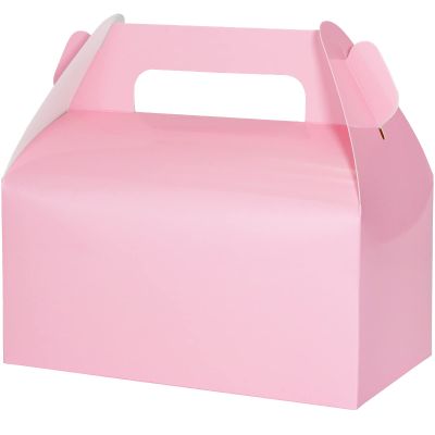 UnicoPak 30 Pack Pink Gable Treat Boxes Party Favor Boxes, Goodie Bag Boxes for Treats Cookies Candies, Ideal for Birthday, Pink Party Favors, Baby Shower, Valentine's Day 6.5x3.5x3.5 Inches