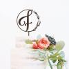 Wreath Letter F Cake Topper - Initials F - Monogram F Cake Topper Wedding/Aniversary /Engagement Gifts, Wood Brown view 2