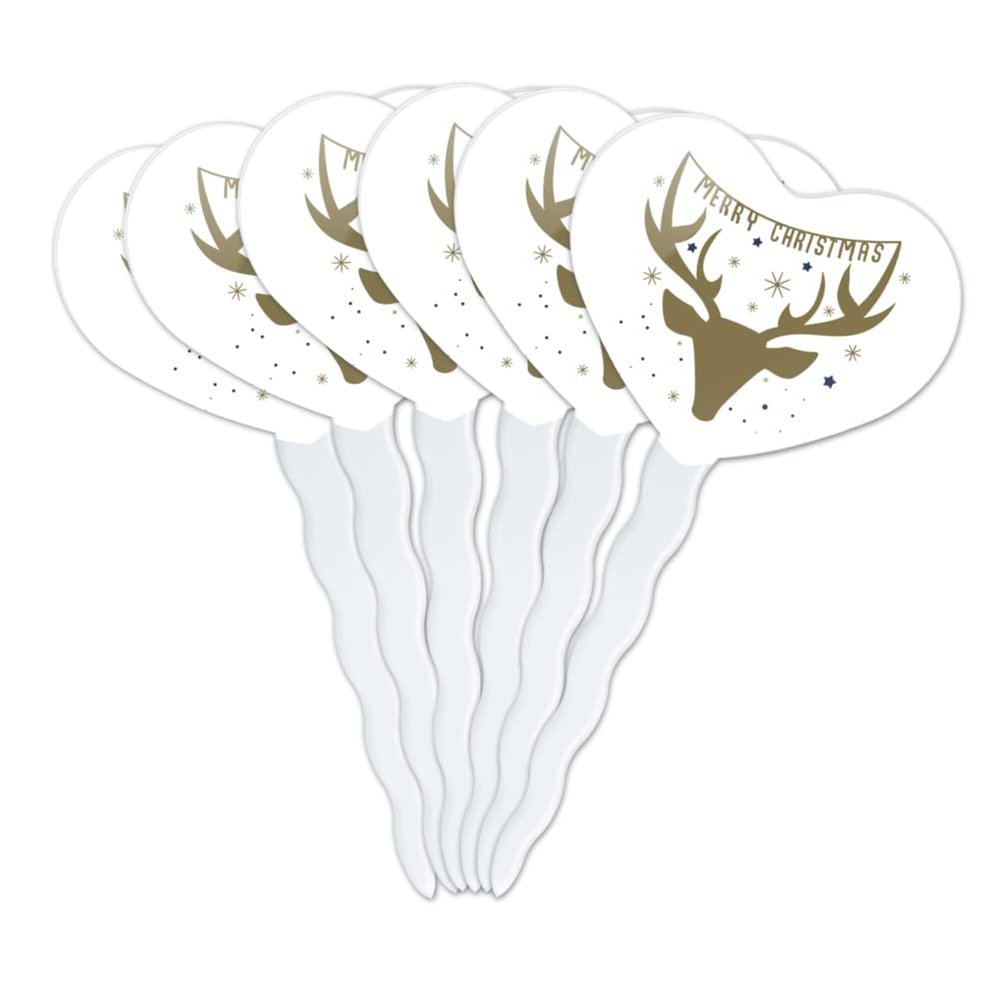 GRAPHICS & MORE Merry Christmas Deer Heart Love Cupcake Picks Toppers Decoration Set of 6