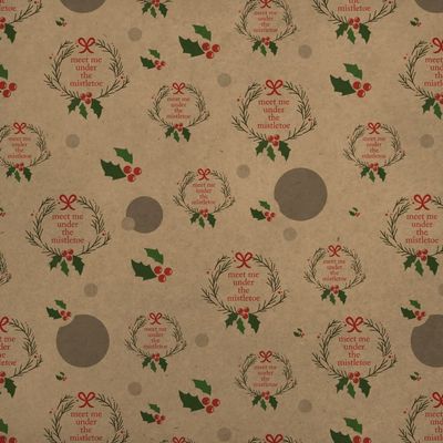GRAPHICS & MORE Meet Me Under The Mistletoe Premium Kraft Gift Wrap Wrapping Paper Roll