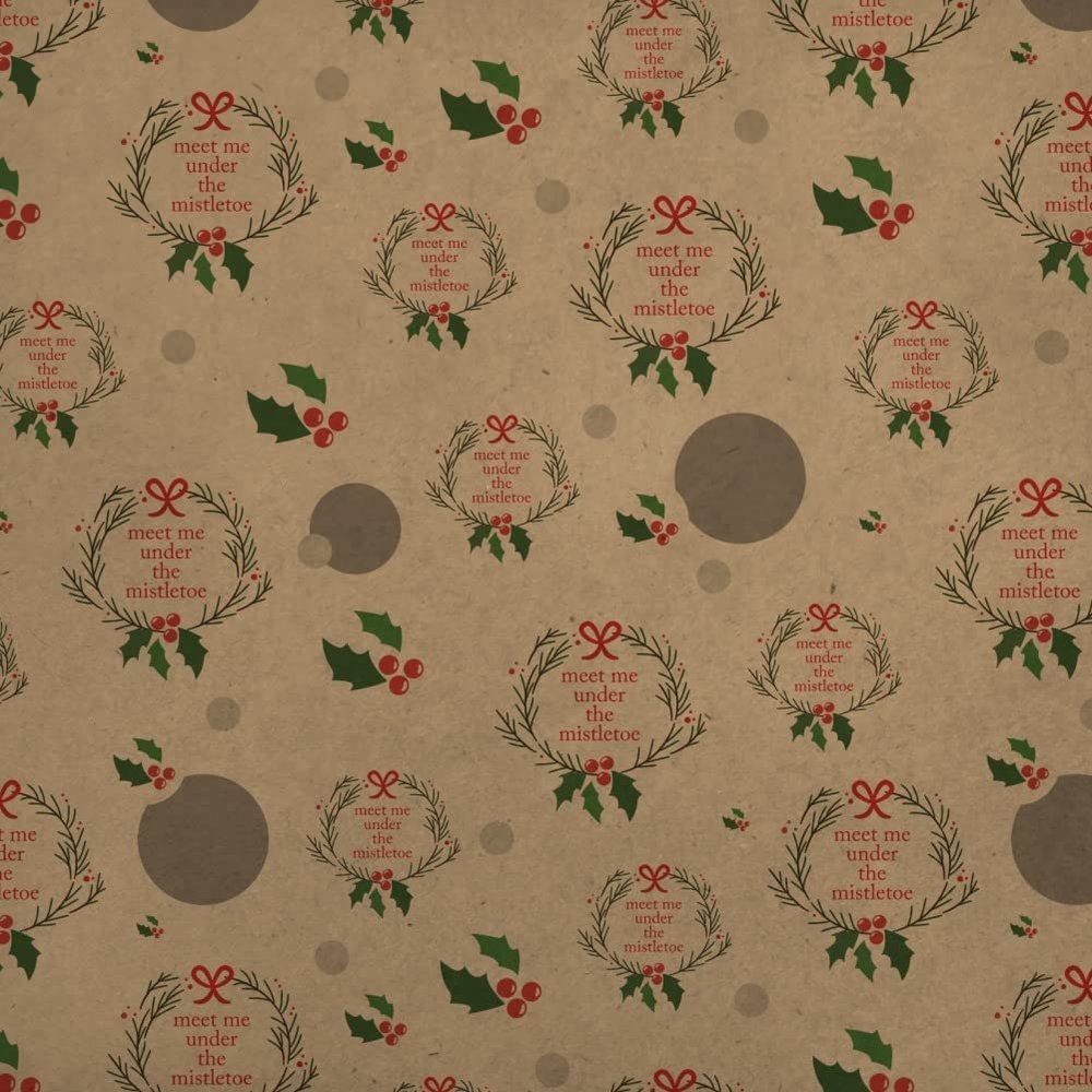 GRAPHICS & MORE Meet Me Under The Mistletoe Premium Kraft Gift Wrap Wrapping Paper Roll