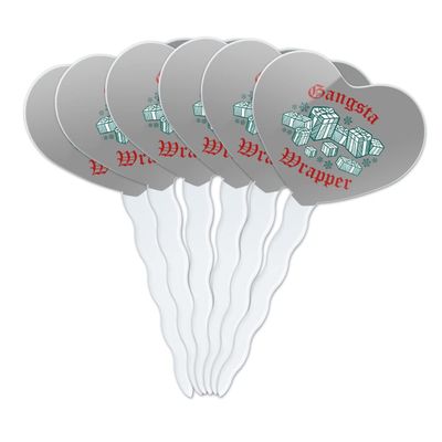 GRAPHICS & MORE Gangsta Wrapper Heart Love Cupcake Picks Toppers Decoration Set of 6