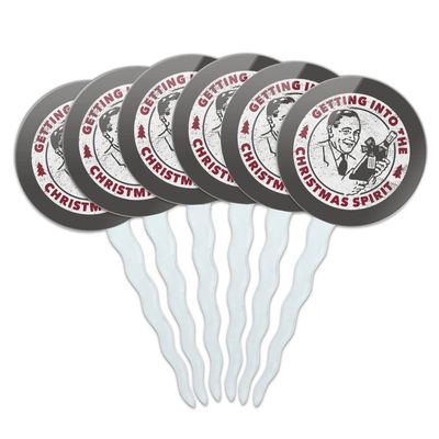 GRAPHICS & MORE Christmas Spirit Cupcake Picks Toppers Decoration Set of 6