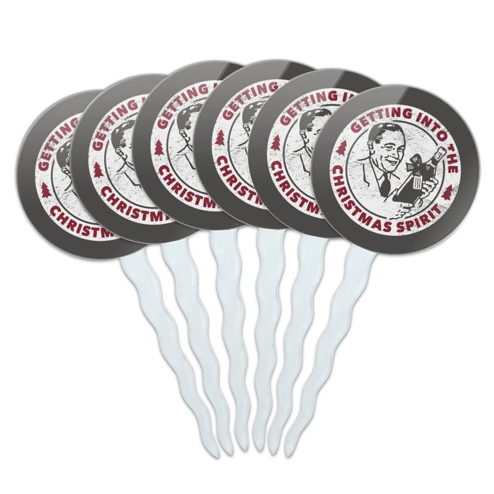 GRAPHICS & MORE Christmas Spirit Cupcake Picks Toppers Decoration Set of 6