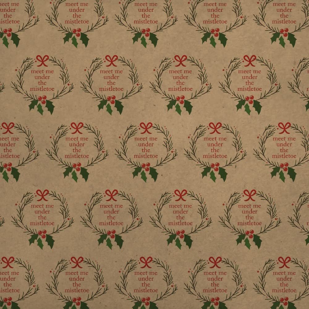 GRAPHICS & MORE Meet Me Under The Mistletoe Premium Kraft Roll Gift Wrap Wrapping Paper