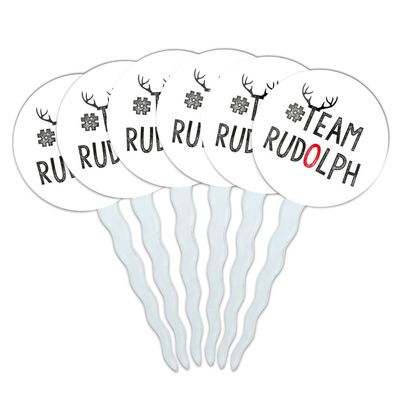 GRAPHICS & MORE Team Rudolph Cupcake Picks Toppers Decoration Set of 6