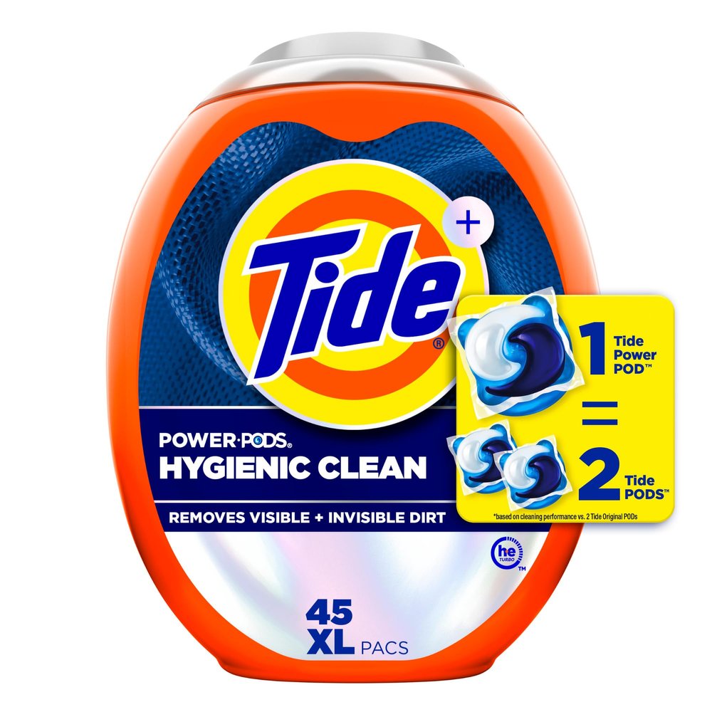 Tide Hygienic Clean Power PODS Laundry Detergent Pacs, Original Scent, 45 Count, Removes Visible and Invisible Dirt