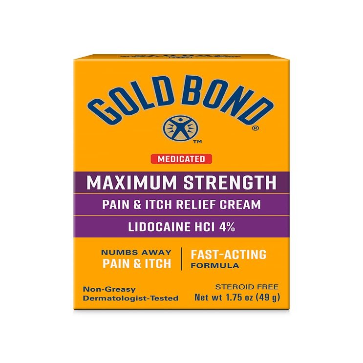 Gold Bond Medicated Maximum Strength Pain & Itch Relief Cream, 1.75 oz., with Lidocaine