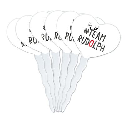 GRAPHICS & MORE Team Rudolph Heart Love Cupcake Picks Toppers Decoration Set of 6
