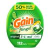 Gain Flings Laundry Detergent Pacs, Odor Defense, 112 Count, Original Scent, 3 in 1 HE Compatible Detergent Pacs with Oxi Boost and Febreeze view 1