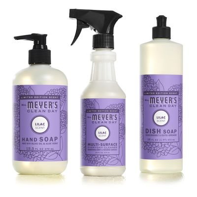 Mrs. MEYER'S Kitchen Set, Dish Soap, Hand Soap, and Multi-Surface Cleaner, 3 CT (Lilac)