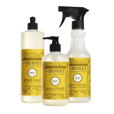 Mrs. MEYER'S Kitchen Set, Dish Soap, Hand Soap, and Multi-Surface Cleaner, 3 CT (Daisy)