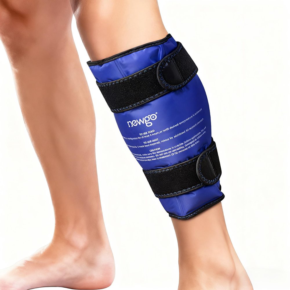 NEWGO Shin Splint Ice Pack for Injuries, Calf Gel Wrap for Shin Splint Relief, Reusable Elbow Ice Pack Wrap, Leg Cold Therapy Sleeve with Soft Plush Backing