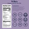 Willa's Organic Barista Oat Milk  50% Less Sugar, Non-GMO, Shelf Stable, Non-Dairy, Whole Grain Oats, No Oil, No Gums  Barista Blend Unsweetened Oatmilk and Creamer, 32 oz, Pack of 1 view 2