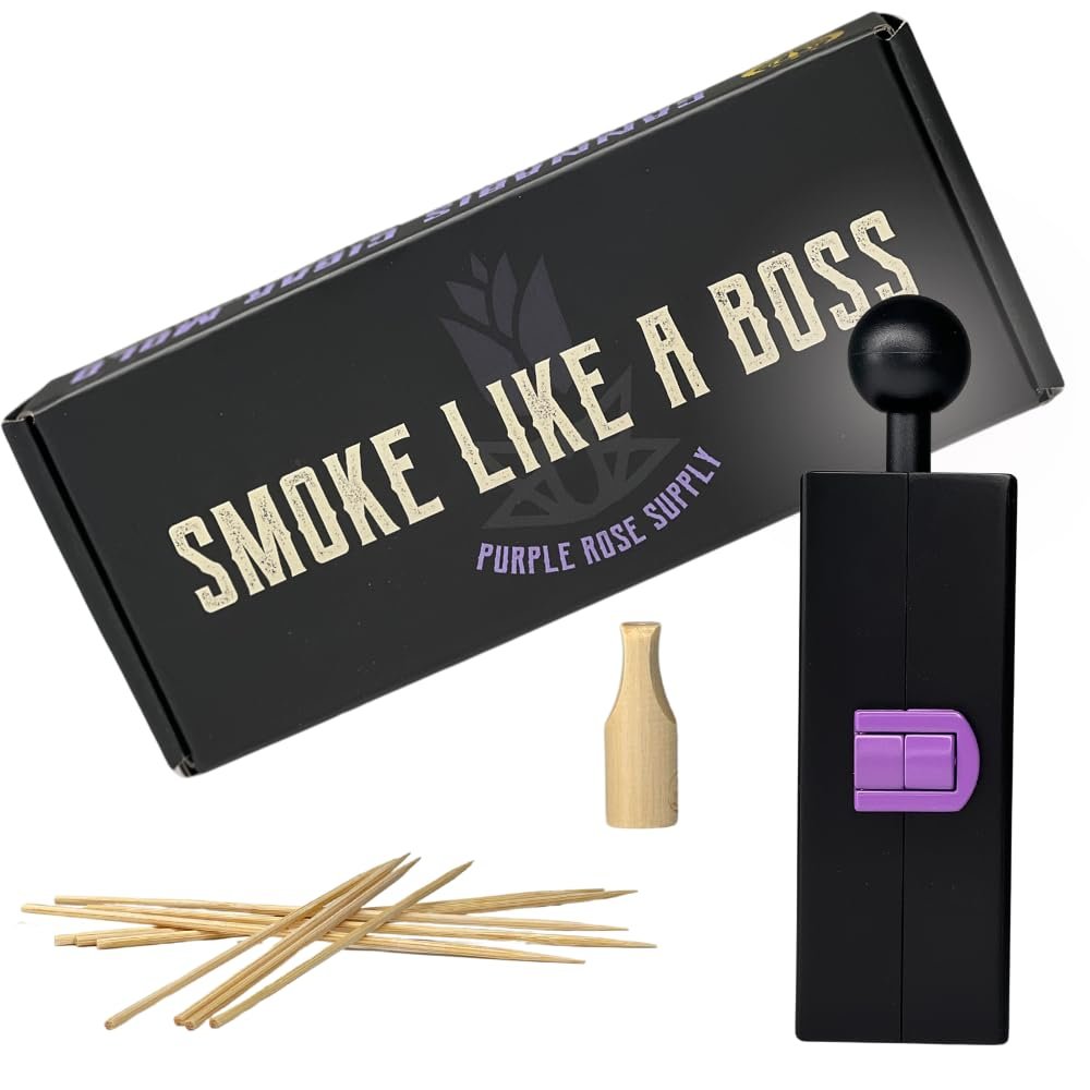 Purple Rose Supply - 2-4g Personal Cannagar Mold Cigar Roller Packer Thai Stick Press Kit - 1 Hour Burn Time - Upgraded Rolling Machine - Use with Favorite Wraps - Travel Friendly - Great Gift