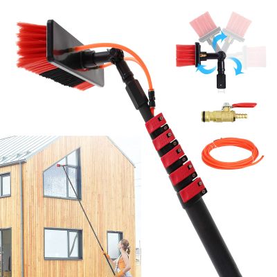 12-32ft Water Fed Pole Kit Window Cleaning Brush Adjustable Telescopic Rod Cleaning Equipment for Solar Photovoltaic Panel Cleaning,Trucks Windows Washing,7.2m/24ft