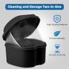 Annhua Denture Cup Retainer Cleaning Case Denture Soaking Container With Strainer Basket, Denture Cups For Soaking Dentures Mouthguard Storage Holder - Black view 4
