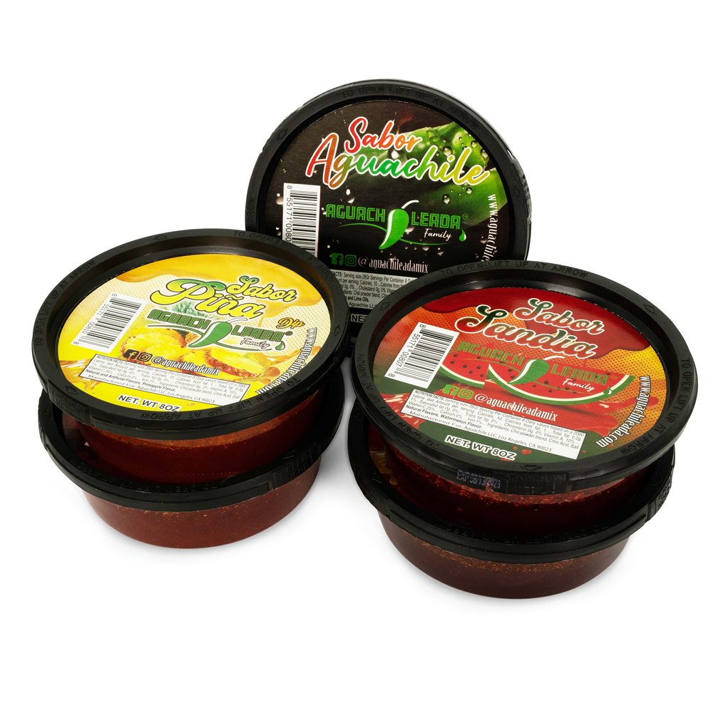 Variety 5 Pack Original Aguachile, Mango, Tamarindo, Pineapple, and Watermelon Flavor Aguachileada Aguachile Chamoy Dip 8 oz Rim Dip for Drinks Cocktails and Aguachileada!