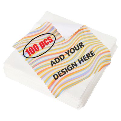 Muka 100 Pcs Custom Microfiber Cleaning Cloth 6X6 Inch Full Color Printed Microfiber Cloth Promotional Item for Eyeglasses Lenses Electronics and Screens-7" x 7"