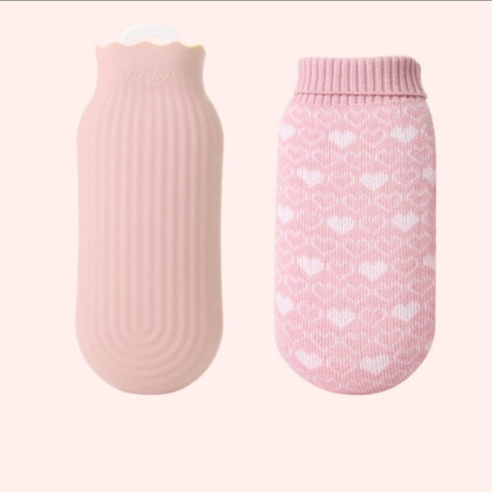 XBLTCM Cute Warm Bag, Hot Water Bag with Knitted Sweater Cover,Hot Water Bottle for Menstrual Cramps Neck Hand Feet Back Warmer (Color : Pink)