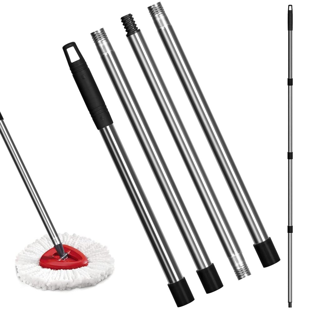Qulable Spin Mop Replacement Handle - 4-Section 30" to 58" Mop Handle Replacement Stick Compatible with O-Ceda Spin Mop, EasyWring Mop Handle for Floor Cleaning(Mop Head&Base not Include) (Black)