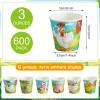 Skyley 600 Pack 3 oz Bathroom Paper Cups for Kids Disposable Mini Animal Mouthwash Cup Small Cold Beverage Drinking Container for Home Office Birthday Party Water Coolers(Farmhouse Style) view 2