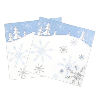 Dulousia Snowflake Napkins, Disposable Christmas Paper Luncheon Napkins Blue Snow Theme Party Decorations, Birthday Beverage Napkin, Winter Celebration Supplies, Unfolded 13x13in, 40Ct