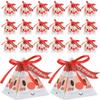 Toyvian 50Pcs Christmas Candy Boxes Triangle Candy Bags Xmas Santa Claus Box Present Packaging Paper Bags Christmas Treat with Ribbon Triangle for Party view 1