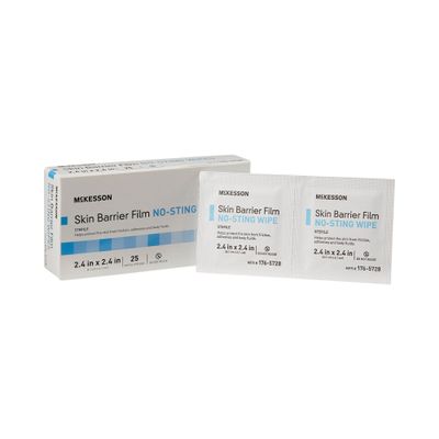 McKesson Skin Barrier Film, Sterile, No Sting Body Wipe, Individual Packet, 25 Wipes, 100 Packs, 2500 Total