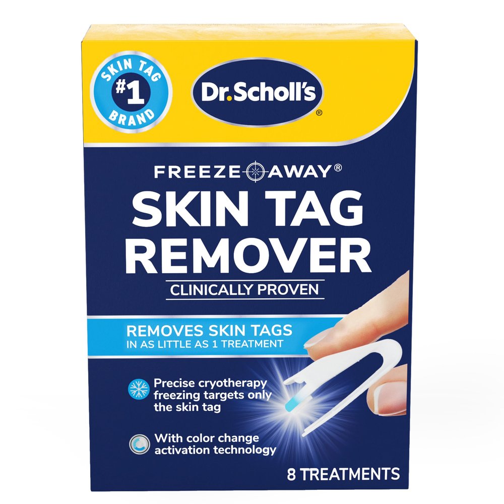 Dr. Scholl's Freeze Away Skin Tag Remover Kit, 8 ct Completely removes Skin Tags in As Little As 1 Treatment, FDA-Cleared & Clinically Proven At-Home Removal, Easy 1-Handed Action, Permanent Results