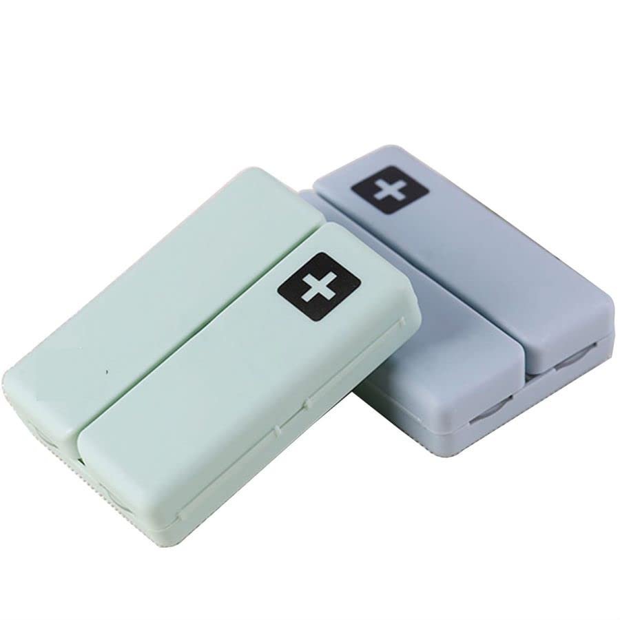 2PCS Travel Pill Box, 7 Compartments Portable Pill case Travel Pill Box,Cute Pill Organizer, Magnetic Folding Small Pill Case, Portable Medicine Organizer for Purse,