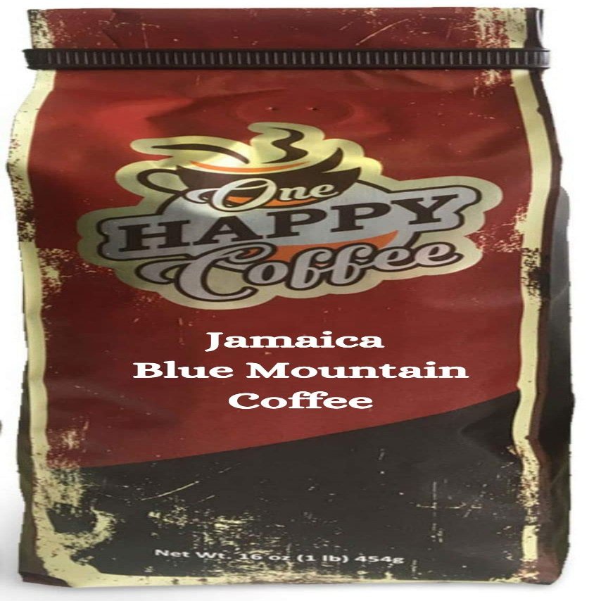 Jamaica Blue Mountain Freshly Roasted Whole Beans by One Happy Coffee -16 Ounces