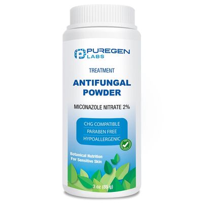 Puregen Labs Antifungal Powder with 2% Miconazole Nitrate for Common Fungal Infections Including Athletes Foot, Jock Itch and Ringworm, Talc Free, 3 oz (85g)