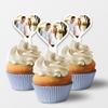 100 Pack of Custom Photo Cupcake Toppers, Plastic Personalized Cupcake Picks 2x4 Inches, Upload 1 Photo, American Made (Heart Shape) view 1