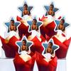 100 Pack of Custom Photo Cupcake Toppers, Plastic Personalized Cupcake Picks 2x4 Inches, Upload 1 Photo, American Made (Star Shape) view 1