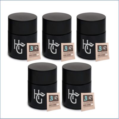 Herb Guard - Quarter Oz Ultraviolet Jar & Humidity Pack (100 ml) Airtight UV Protection Keeps Herbs Fresh for Months [5 Pack]