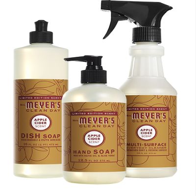 Mrs. MEYER'S Apple Cider Kitchen Set, Includes, 1 Hand Soap, 1 Dish Soap, and 1 Multi Surface Cleaner 3 ct.
