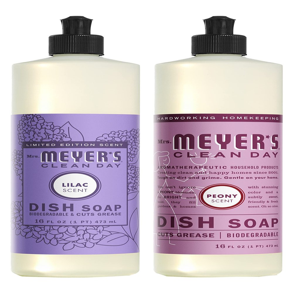 Mrs. MEYER'S Liquid Dish Soap Variety Pack, Lilac & Peony, 2 CT