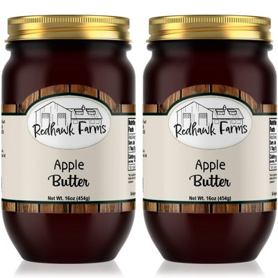 Redhawk Farms Apple Butter - Fruit Spread - Non-GMO Amish Apple Butter Spread - Homemade Jams, Jellies, & Preserves - (16 oz, Pack of 2)