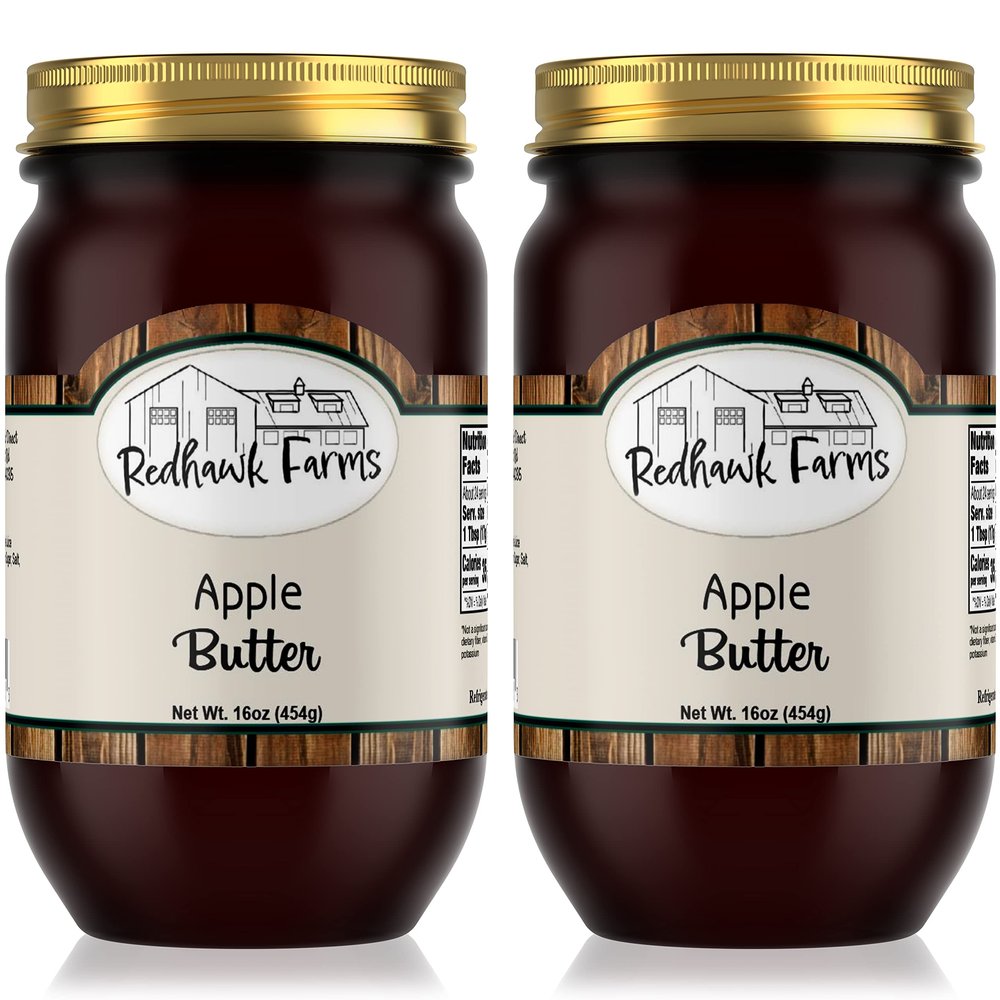 Redhawk Farms Apple Butter - Fruit Spread - Non-GMO Amish Apple Butter Spread - Homemade Jams, Jellies, & Preserves - (16 oz, Pack of 2)