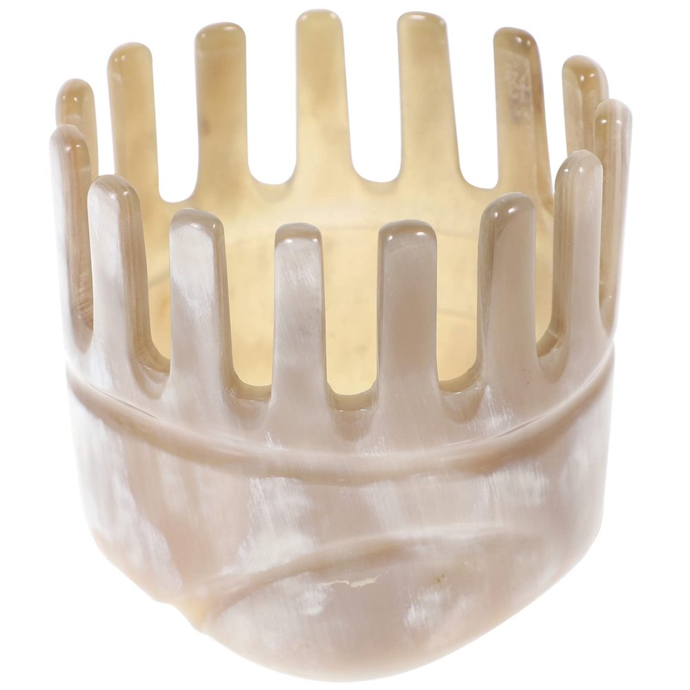 Healifty Natural Horn Comb Wide Tooth Scalp Massager Portable Hair Brush for Women and Girls Relaxation and Scalp Care Tool