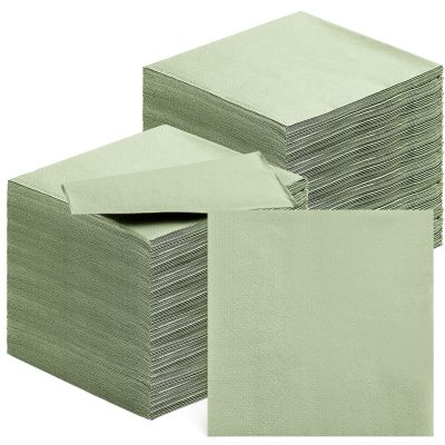 200 Pieces Cocktail Napkins 2 Ply Beverage Napkin Disposable Paper Napkins for Dinner Wedding Birthday Graduation Holiday Party Restaurant Bar Bridal Anniversary Event (Sage Green)