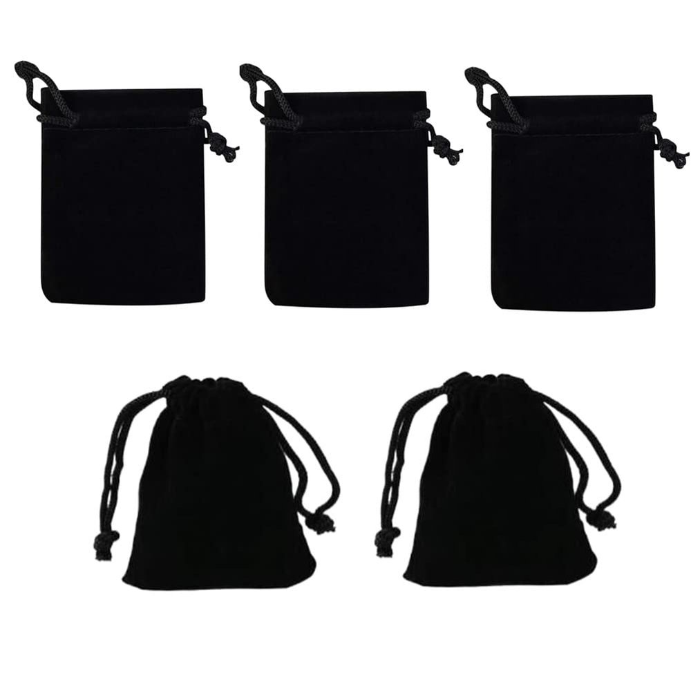 30 Pack Velvet Pouches with Drawstring Bags 5 x 7cm, Mini Small Cloth Jewelry Gift Packaging Bag for Wedding Candy, Party Holiday, Christmas Gifts Bag (Black)