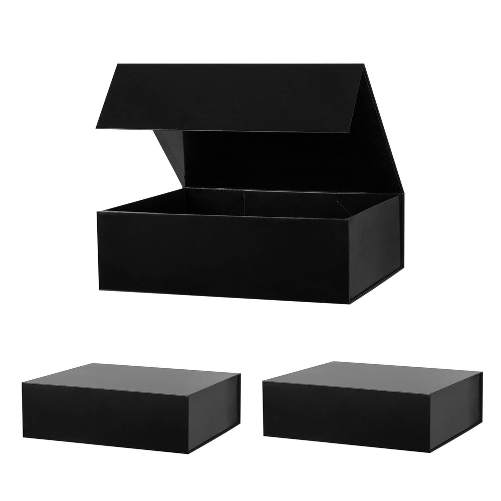 MUMUPACK Extra Large Black Gift Box 19x16x6 Inches, Huge Gift Box, Large Gift Box with Lid Magnetic Closure, Groomsman Proposal Box, Rectangle Collapsible Gift Boxes for Wedding Dress 3 Packs