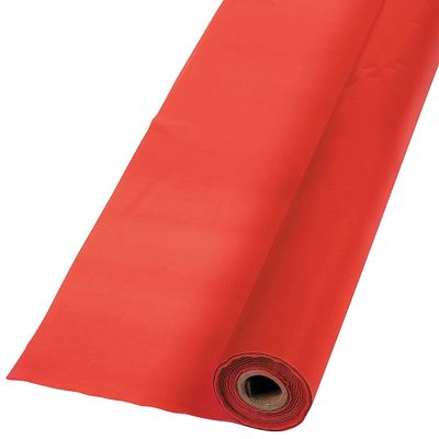 Solid Red Printed Christmas Tablecloth Party Roll 100-Ft x 40" W Disposable Plastic