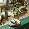 Solid Green Printed Christmas Tablecloth Party Roll 100-Ft x 40" W Disposable Plastic view 2