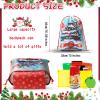 12 Pcs Christmas Drawstring Gift Bags Christmas Goody Treat Bags Santa Claus Xmas Tree Winter Snowflakes Snowman Wrapping Gift Popuches for Kids Holiday Birthday Party (vintage, 13.2 x 16.3 In) view 2