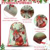 12 Pcs Christmas Drawstring Gift Bags Christmas Goody Treat Bags Santa Claus Xmas Tree Winter Snowflakes Snowman Wrapping Gift Popuches for Kids Holiday Birthday Party (vintage, 13.2 x 16.3 In) view 3